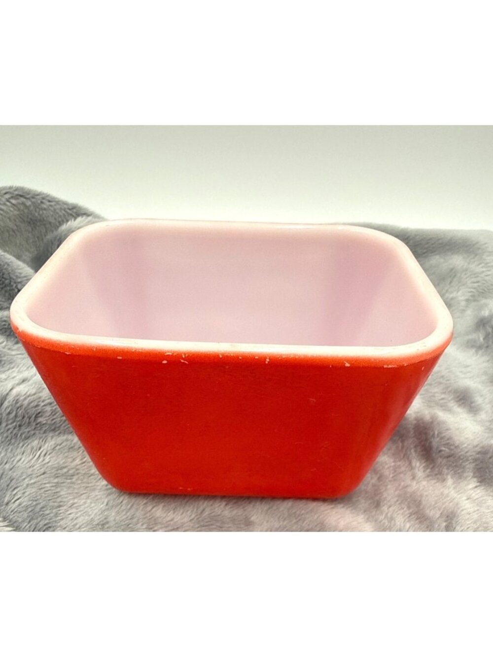 Vintage Pyrex Red Refrigerator Dish Square Milk Glass Made in USA No Lid